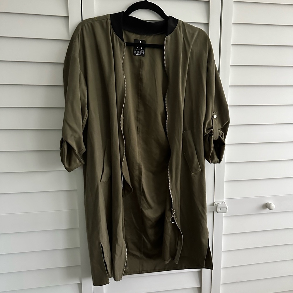 Women's Olive Green Trench Jacket by Atmosphere
